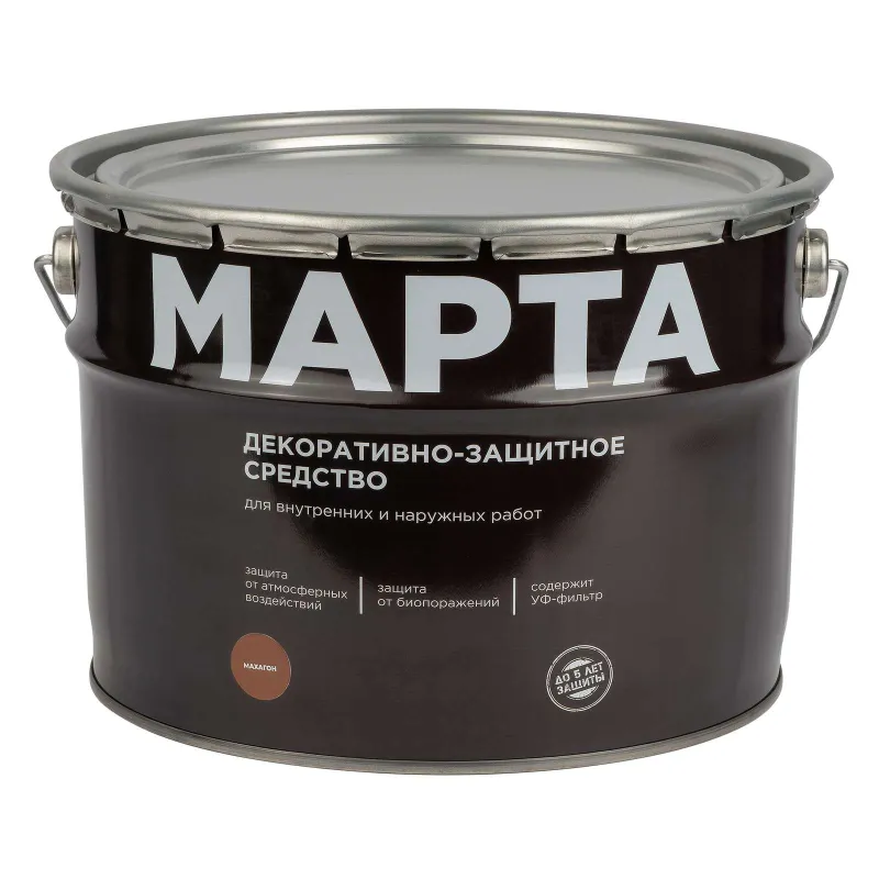 Декоративно-защитное средство для дерева Марта махагон полуматовое 9л