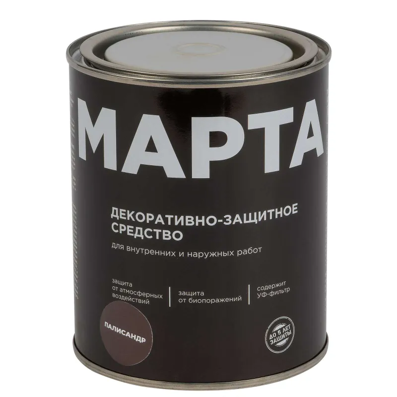 Декоративно-защитное средство для дерева Марта палисандр полуматовое 0,75л