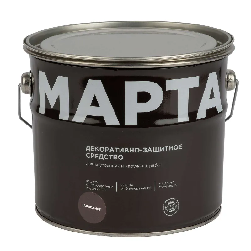 Декоративно-защитное средство для дерева Марта палисандр полуматовое 2,7л