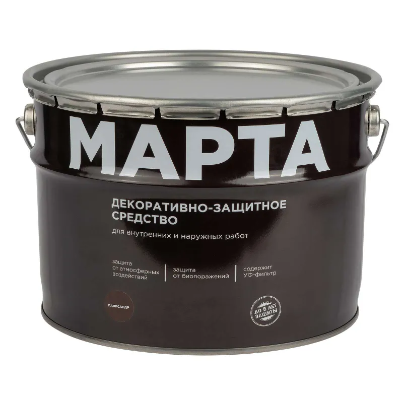 Декоративно-защитное средство для дерева Марта палисандр полуматовое 9л