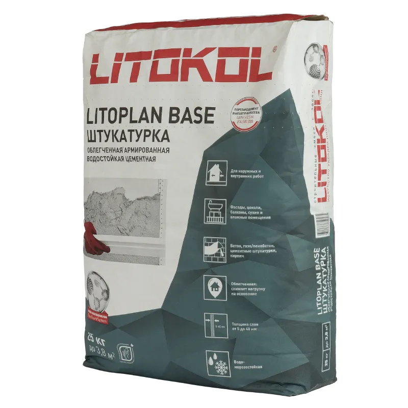 Штукатурка цементная Litokol Litoplan Base 25кг