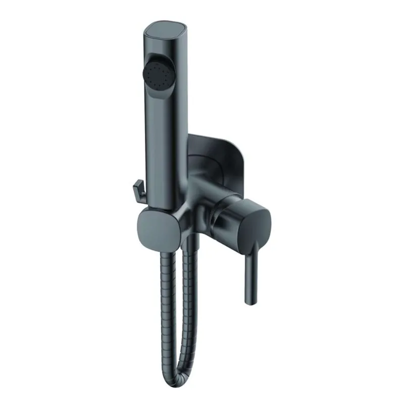 Смеситель с гигиеническим душем Haiba оружейная сталь HB5518-3