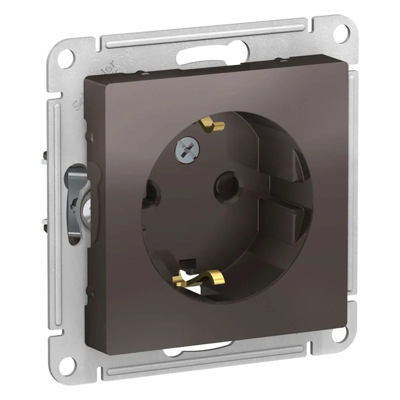 Механизм розетки с заземлением со шторками AtlasDesign мокко IP20 Systeme Electric