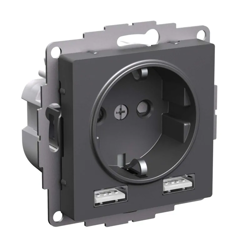 Механизм розетки с USB-2шт AtlasDesign базальт IP20 Systeme Electric