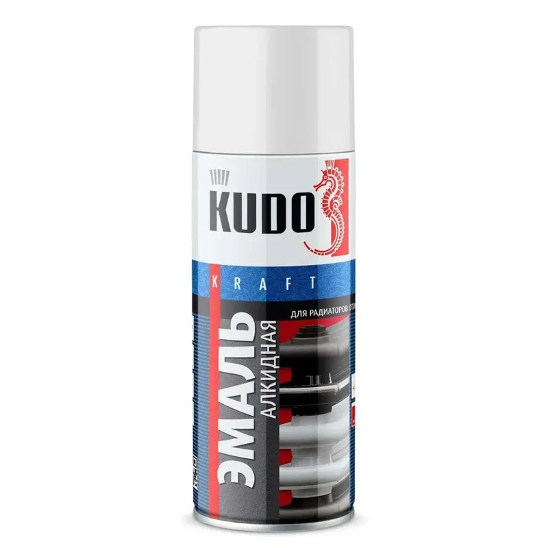 Эмаль аэрозольная алкидная для радиаторов Kudo белая глянцевая 0,52л