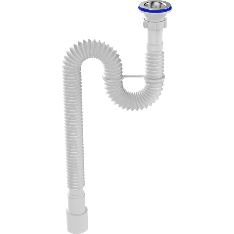 Гофросифон для кухонной мойки и раковины 1 1/4"х40/50 Aquant 1100мм с нержавеющей решеткой