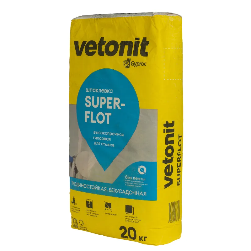 Шпаклевка гипсовая для заделки швов и стыков Vetonit Superflot 20кг