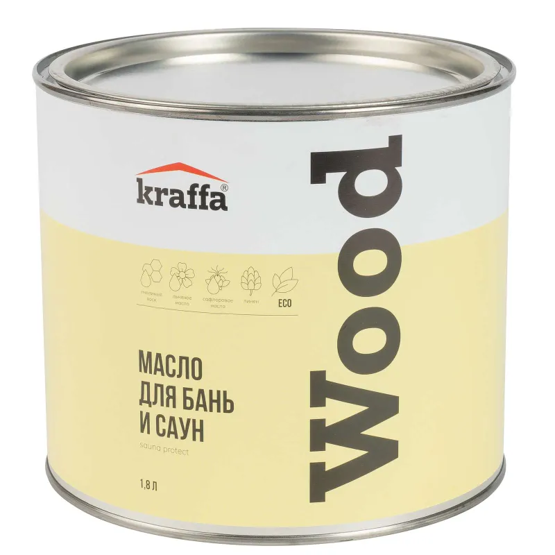 Масло для бань и саун Kraffa бесцветное матовое 1,8л