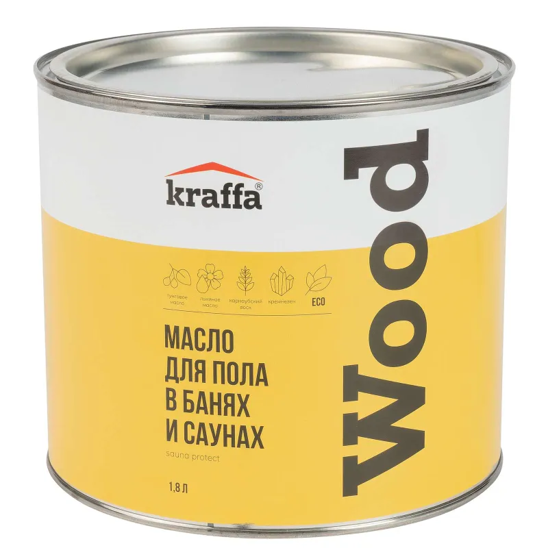 Масло для пола в банях и саунах Kraffa бесцветное матовое 1,8л