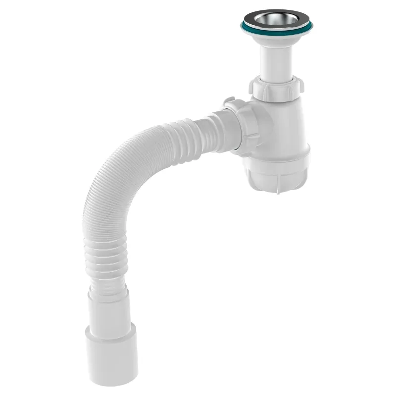 Сифон для умывальника 1 1/2"х40 Aquant с выходом 40/50 и отводом удлинённый патрубок