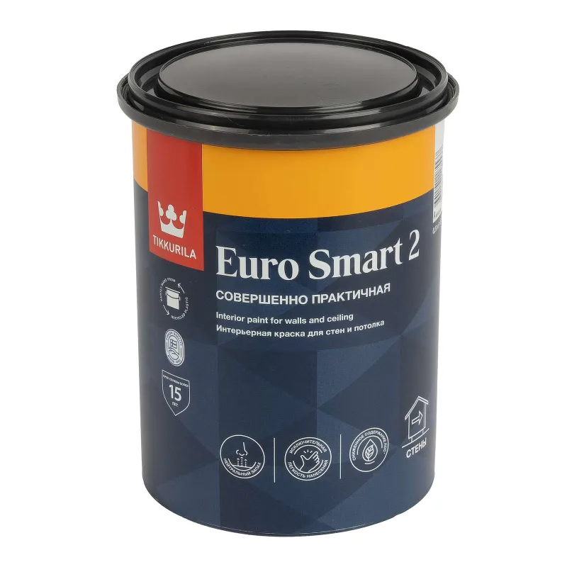 Краска интерьерная сухая уборка Euro 2 глубокоматовая 0,9л Tikkurila